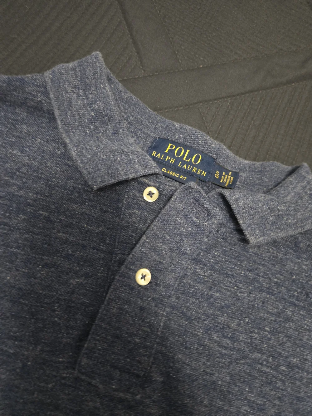 Polo by Ralph Lauren Classic Fit Heathered Navy Polo Shirt Xl